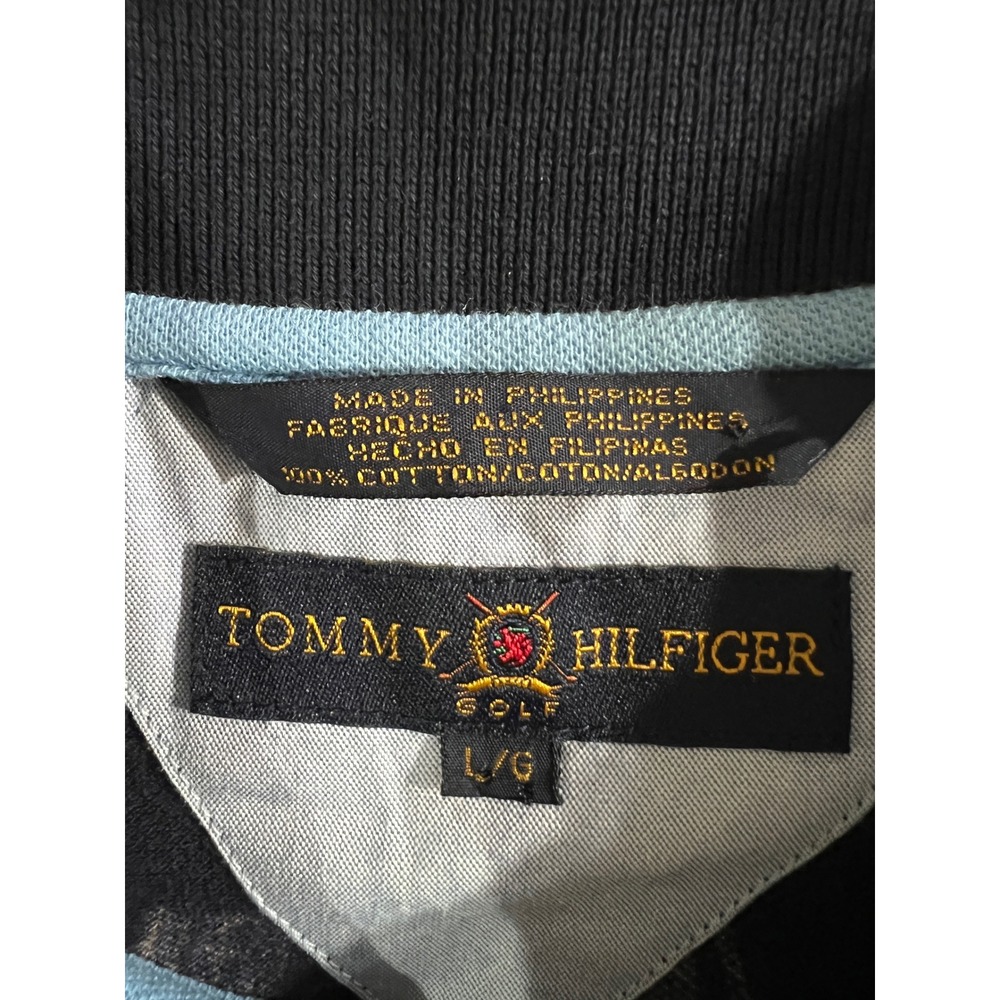 Vintage Tommy Hilfiger Golf Men Polo Shirt Navy Beach Chairs Print Short Sleeve - Picture 7 of 16